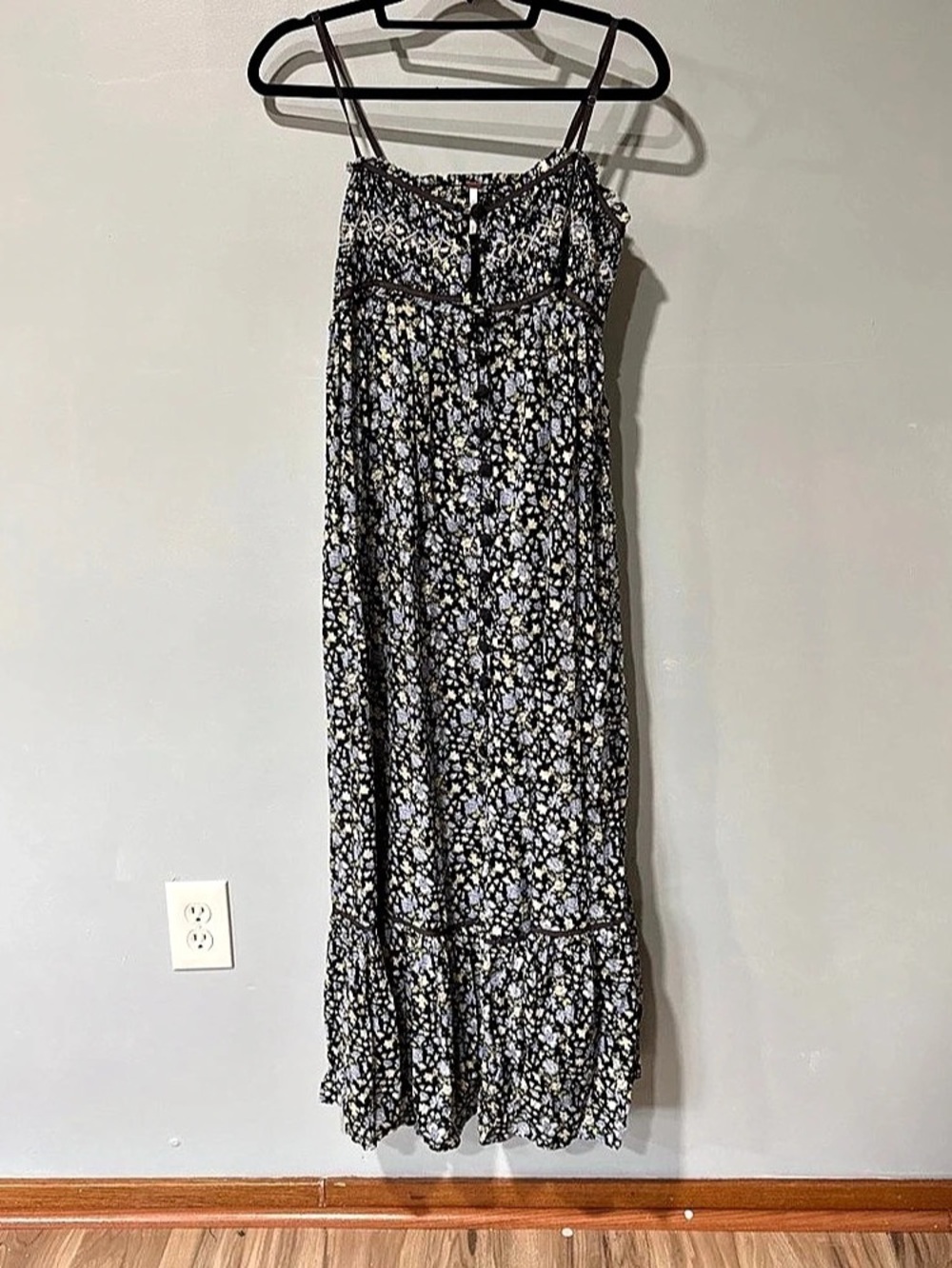 Free People Molly Jo Maxi Dress Floral Black & Yellow